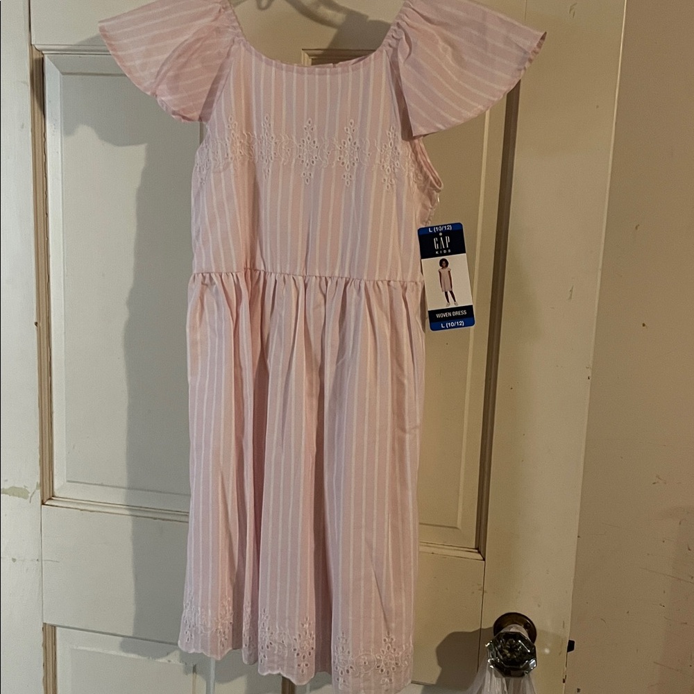 GAP kids.. Purchased at Sam’s… Pink and White Striped Embroidered dress
